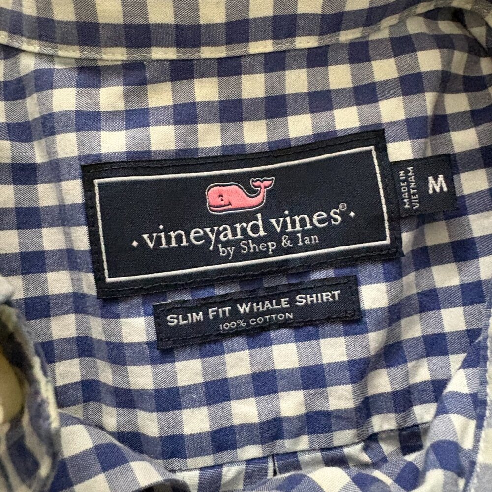 Vineyard Vines 2 Men's Slim Fit Whale/Crosby Blue Checkered Long Sleeve Shirt M - Picture 5 of 9